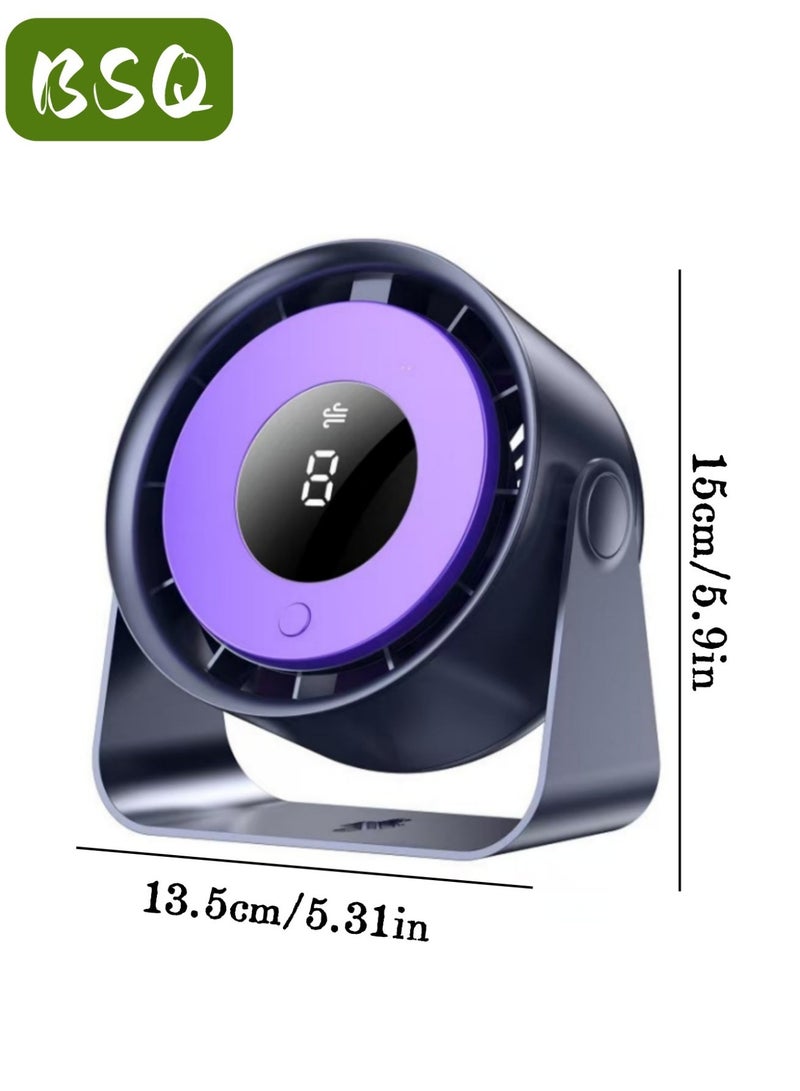 BSQ Small desktop fan | Silent fan | Portable desktop fan, smart LED display, built-in 4000mAh battery, 360° adjustable tilt angle - Image 4